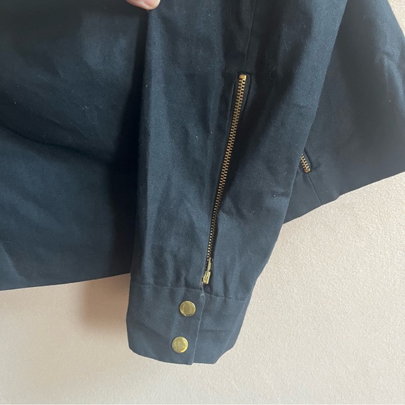 Vaute Couture Black Vegan Waxed Canvas James Moto Jacket Size L - Picture 7 of 12